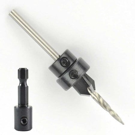 Big Horn # 6 Complete Countersink W/Taper Drill & Quick-Change 1/4" Hex Shank Adapter From W.L. Fuller (C5M) 18906